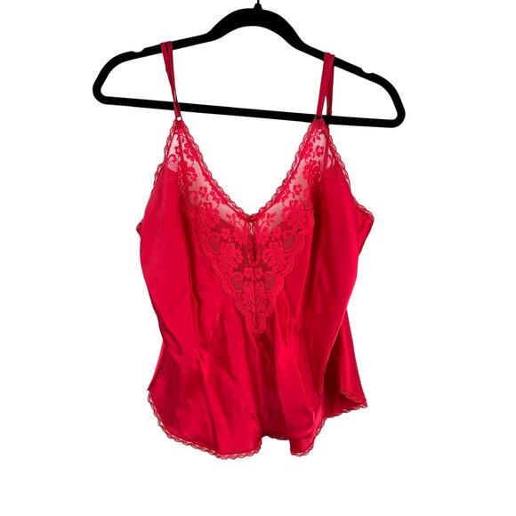 Maidenform Other - Maidenform Chantilly Vintage 70s-80s Red Nylon & Lace Camisole Slip Top Size 36